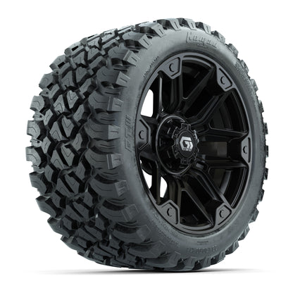 GTW® Graffiti Gloss Black 14 in Wheels with 23X10-R14 Nomad Steel Belt Radial All-Terrain Tires – Full Set