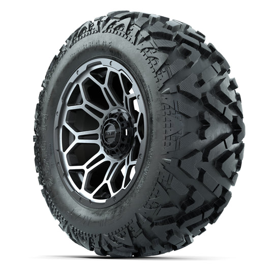 GTW Bravo Matte Gray/Machined 14 in Wheels with 25x10-14 Bar - 3/4 view