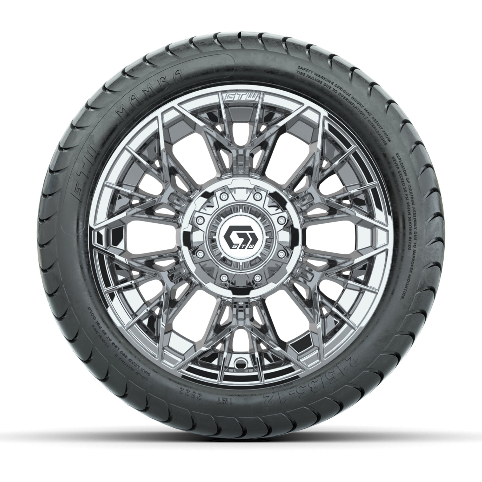 Set of (4) 12 in GTW® Stellar Chrome Wheels with 215/35-12 Mamba Street Tires