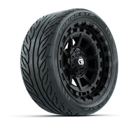 GTW® Barricade Gloss Black 14 in Wheels with 205/40-R14 Fusion GTR Steel Belted Street Tires – Full Set