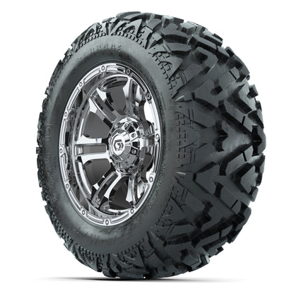 GTW Shogun Chrome 14 in Wheels with 25x10-14 Barrage Mud Tir - 3/4 view
