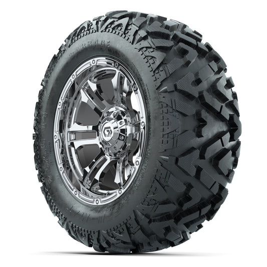 GTW Shogun Chrome 14 in Wheels with 25x10-14 Barrage Mud Tir - 3/4 view