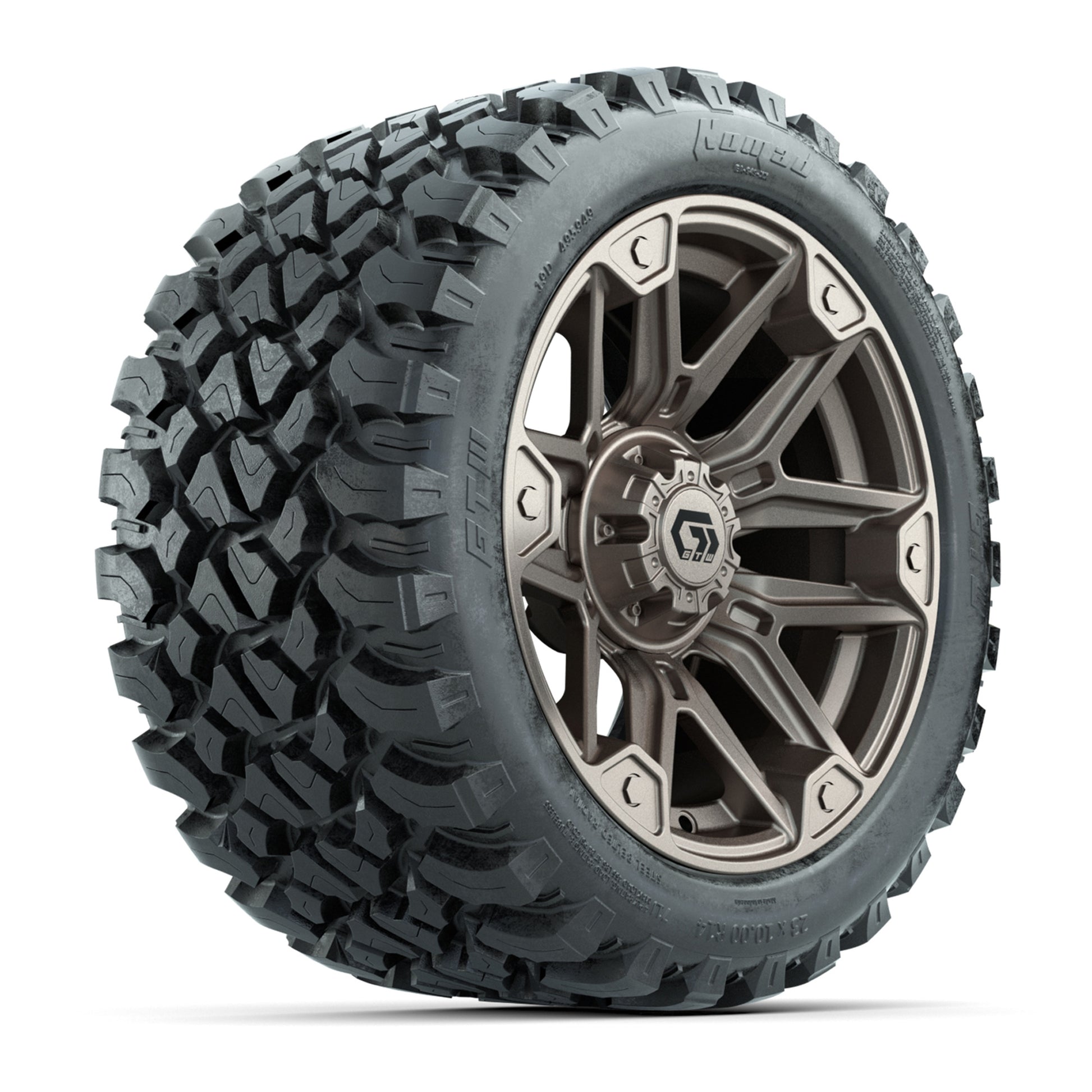GTW® Graffiti Bronze/Black 14 in Wheels with 23X10-R14 Nomad Steel Belt Radial All-Terrain Tires – Full Set