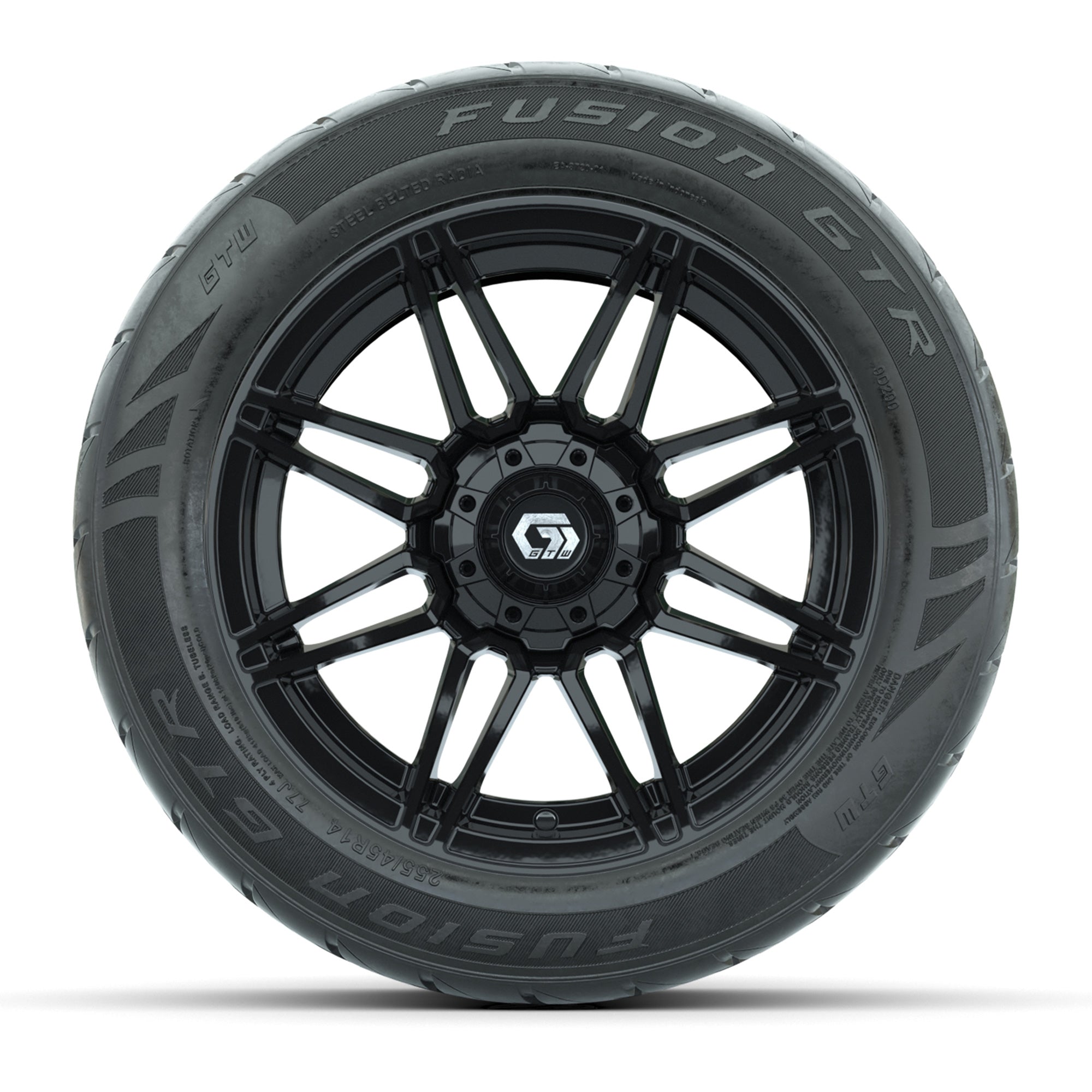 GTW® Stealth Black/Machined 14 in Wheels with 255/45-R14 Fus - 3/4 view