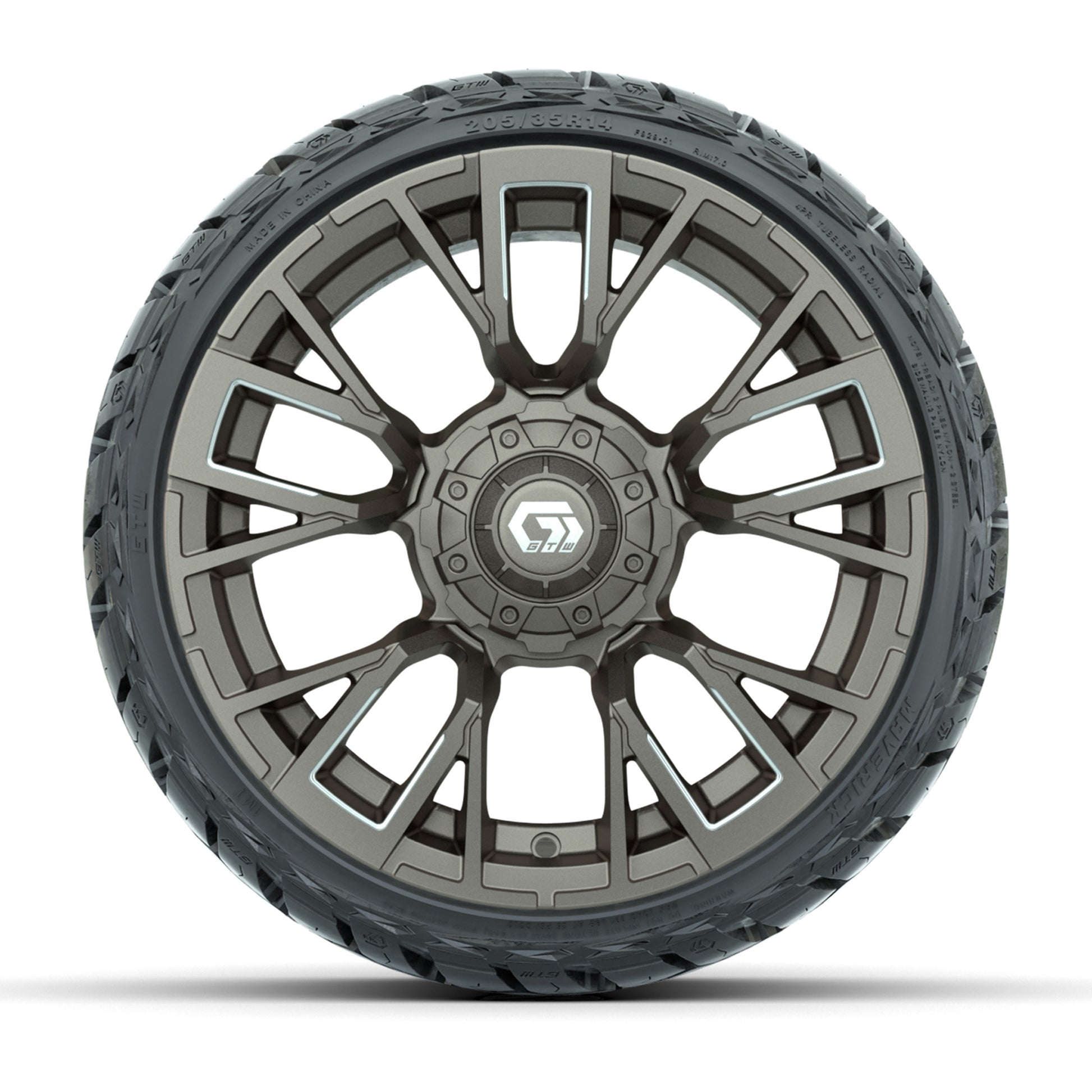 GTW Vandal Satin Bronze/Machined 14 in Wheels with 205/35-R1 - front view