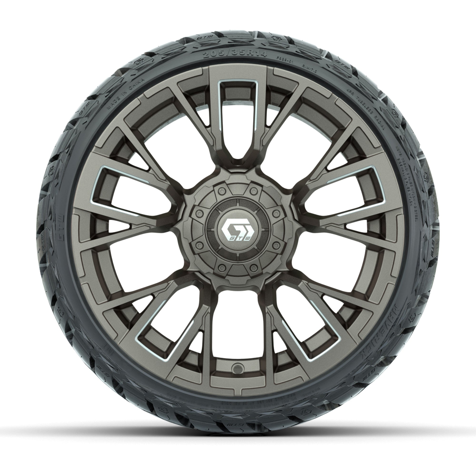 GTW Vandal Satin Bronze/Machined 14 in Wheels with 205/35-R1 - 3/4 view