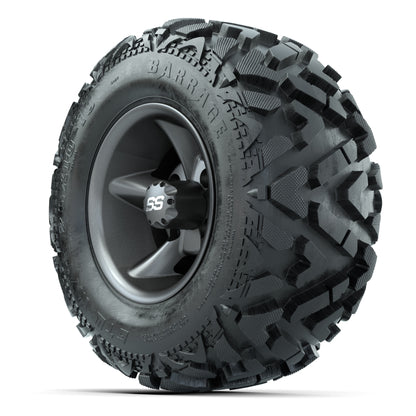 GTW Godfather Matte Gray 10 in Wheels with 20x10-10 Barrage Mud Tires – Full Set
