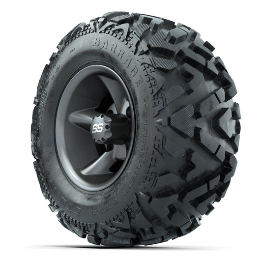 GTW Godfather Matte Gray 10 in Wheels with 20x10-10 Barrage Mud Tires – Full Set
