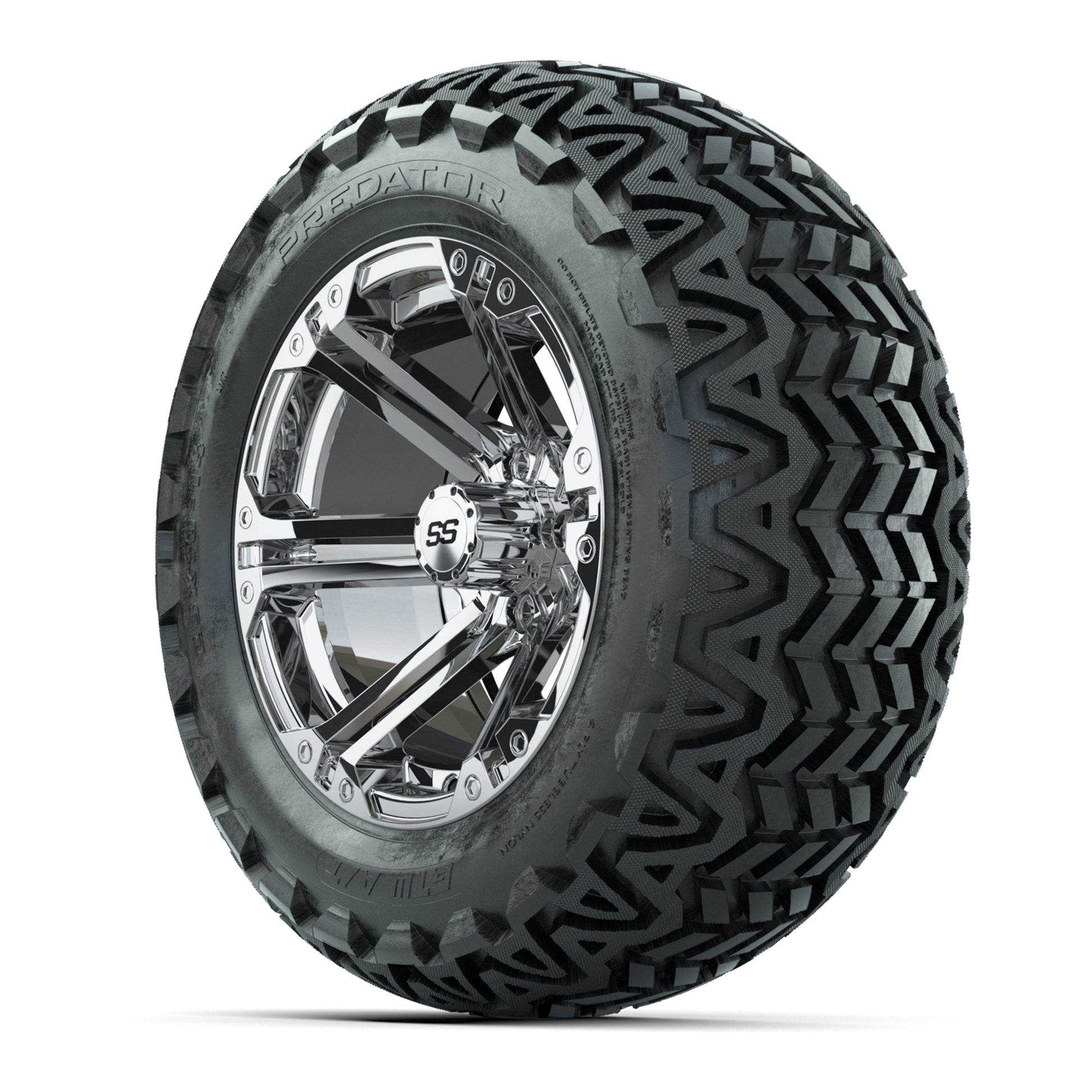 GTW Specter Chrome Wheels with 23in Predator A-T Tires - 14  - 3/4 view