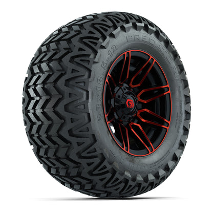 GTW® Stealth Red/Machined 12 in Wheels with 23X10.5-12 Predator All-Terrain Tires – Full Set