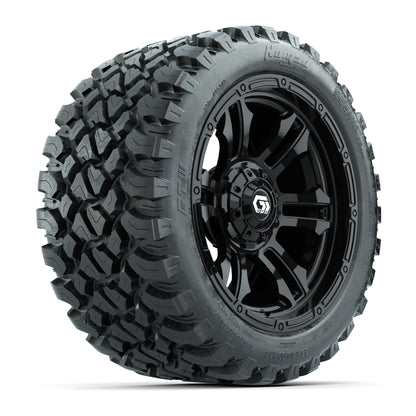GTW® Shogun Gloss Black 14 in Wheels with 23X10-R14 Nomad Steel Belt Radial All-Terrain Tires – Full Set