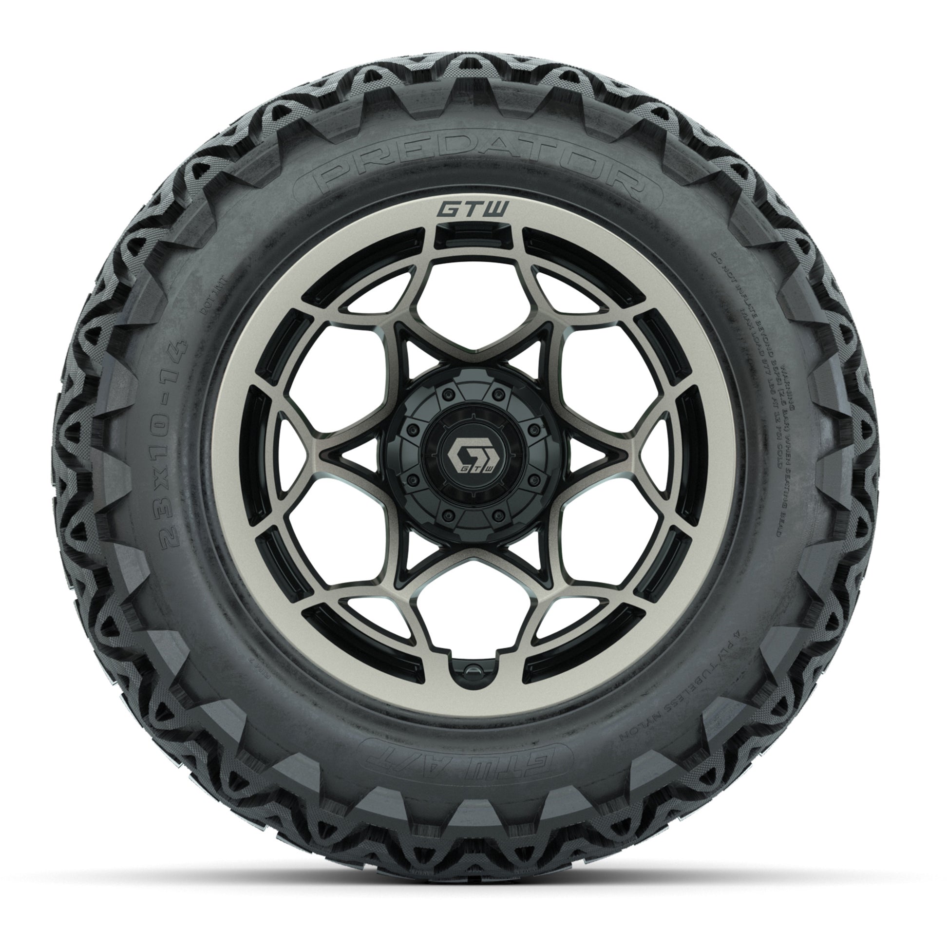 GTW® Nexus Gloss Black/Bronze 14 in Wheels with 23x10-14 Pre - front view
