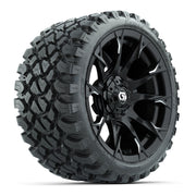 GTW® Diablo Gloss Black/Machined 15 in Wheels with 23x10-R15 Nomad Steel Belted Radial All-Terrain Tires – Full Set
