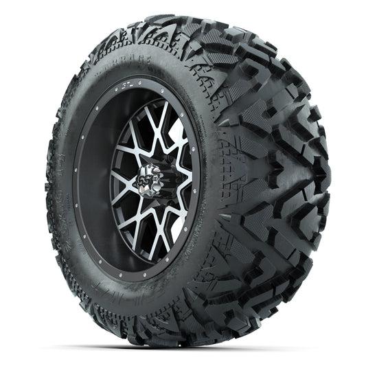 GTW Vortex Matte Gray/Machined 14 in Wheels with 25x10-14 Ba - 3/4 view