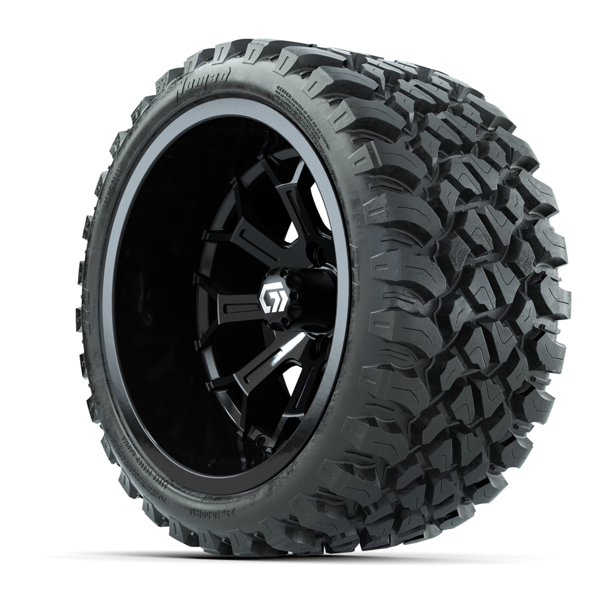 GTW Assault Gloss Black 15 in Wheels with 23X10-R15 Nomad Steel Belted Radial All-Terrain Tires – Full Set