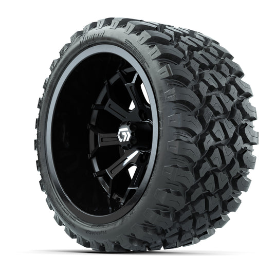 GTW Assault Gloss Black 15 in Wheels with 23X10-R15 Nomad Steel Belted Radial All-Terrain Tires – Full Set