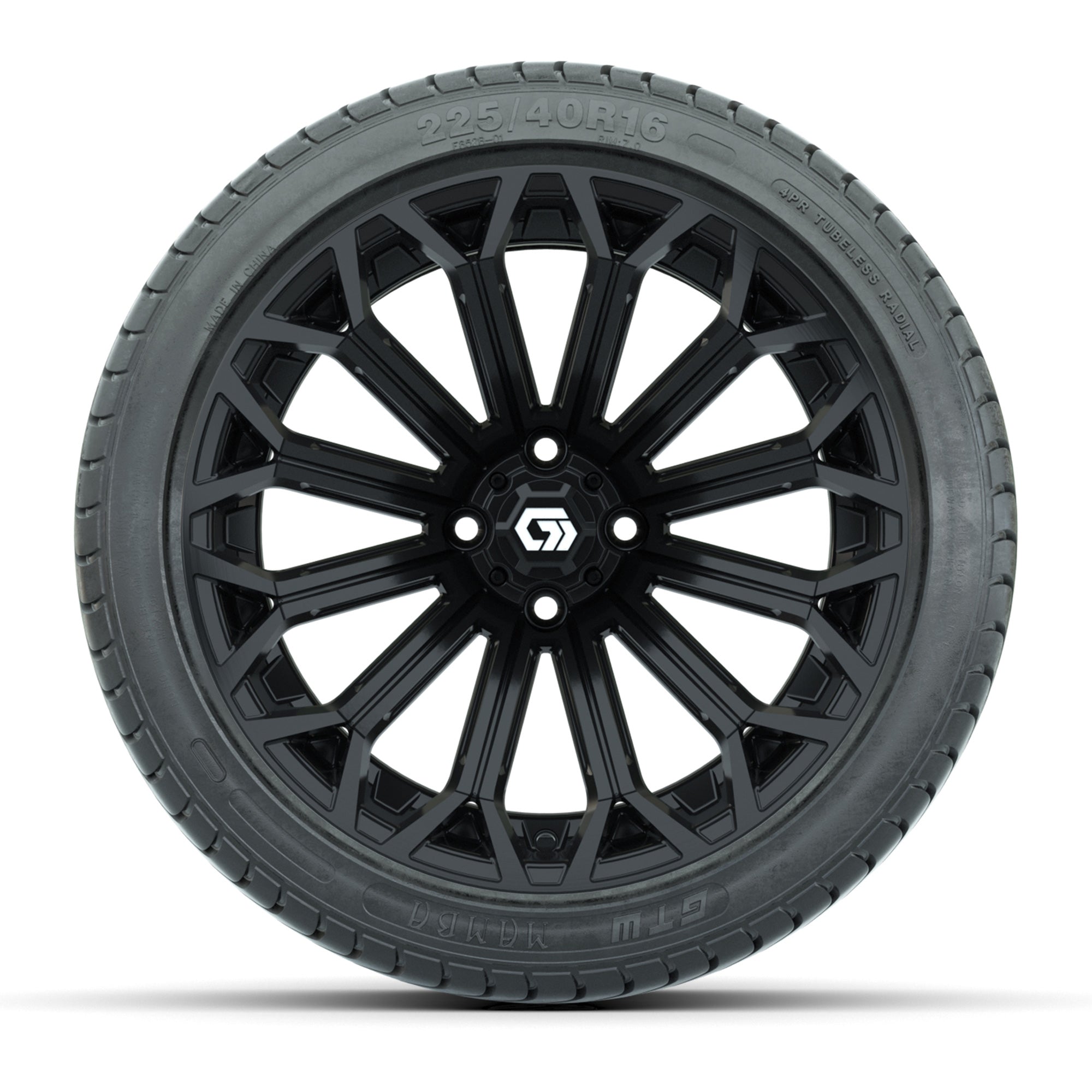 GTW Phantom Gloss Black 16 in Wheels with 225/40-R16 Mamba Street Tires – Full Set