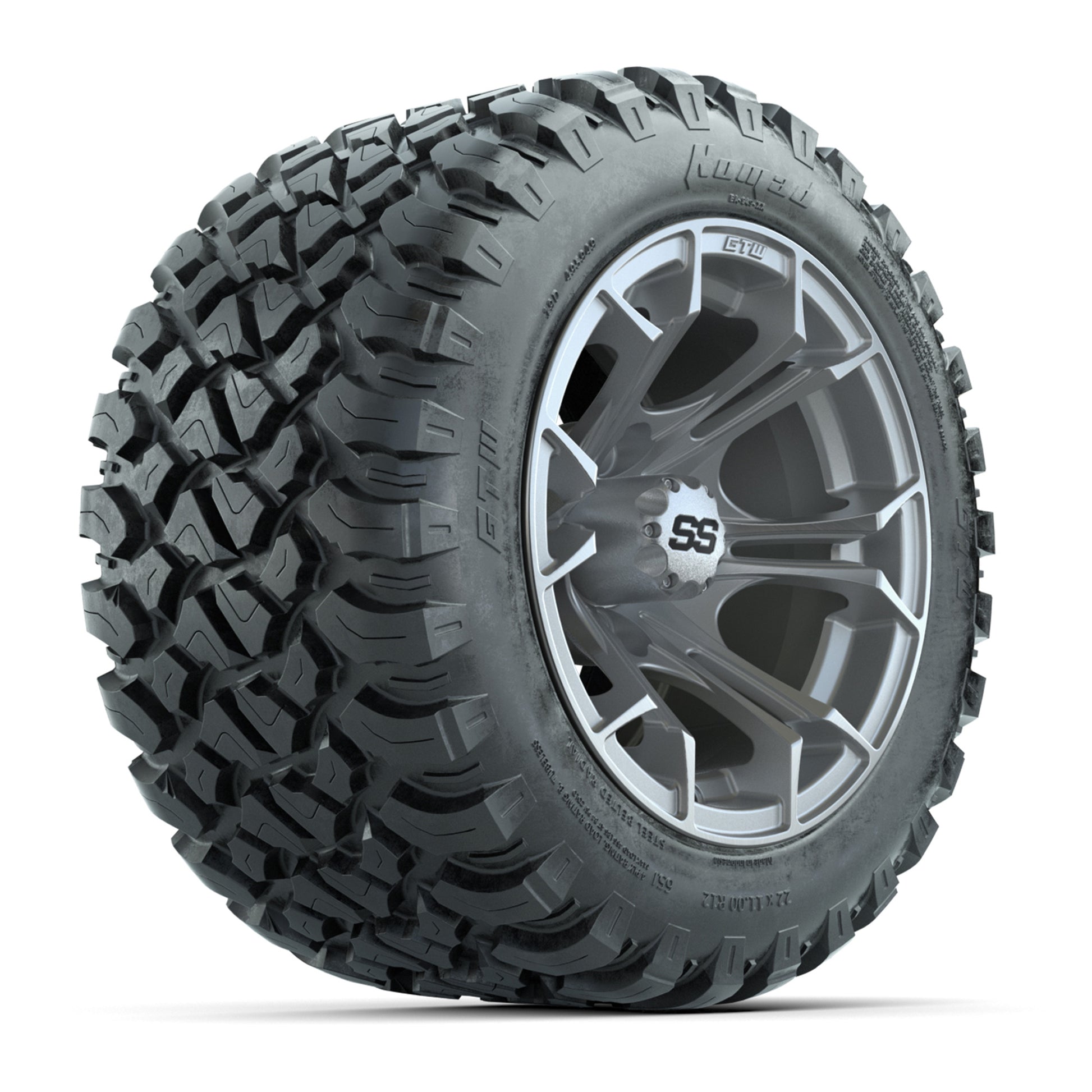 GTW® Spyder Silver Brush 12 in Wheels with 22X11-R12 Nomad Steel Belt Radial All-Terrain Tires – Full Set