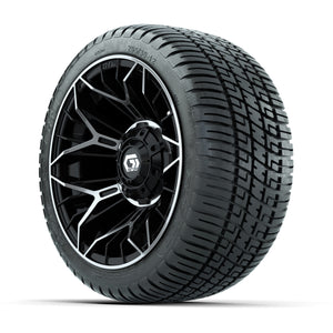 GTW® Stellar Black/Machined 12 in Wheels with 205/30-12 Fusion Street Tires – Full Set