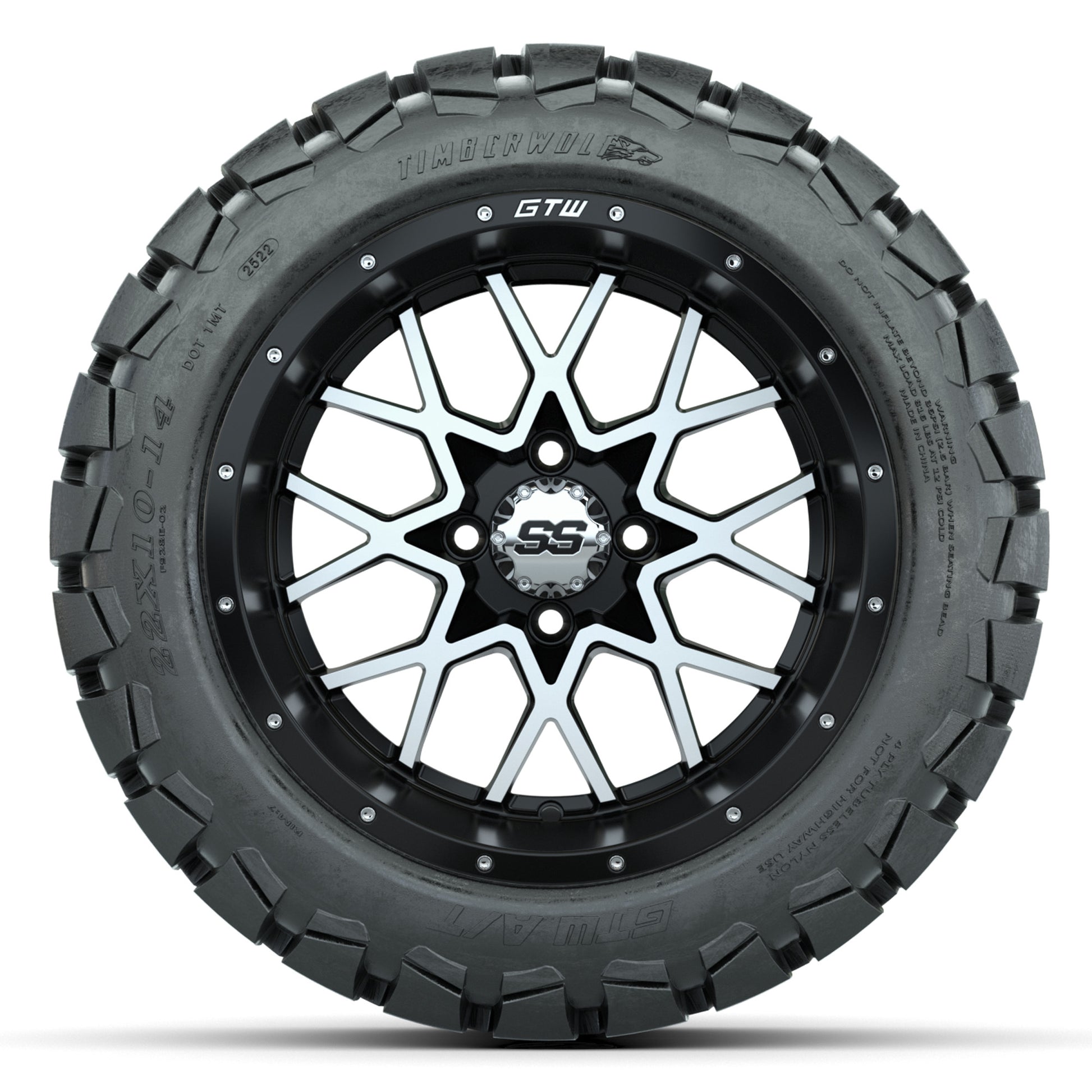 Set of (4) 14 in GTW Vortex Wheels with 22x10-14 GTW Timberw - front view