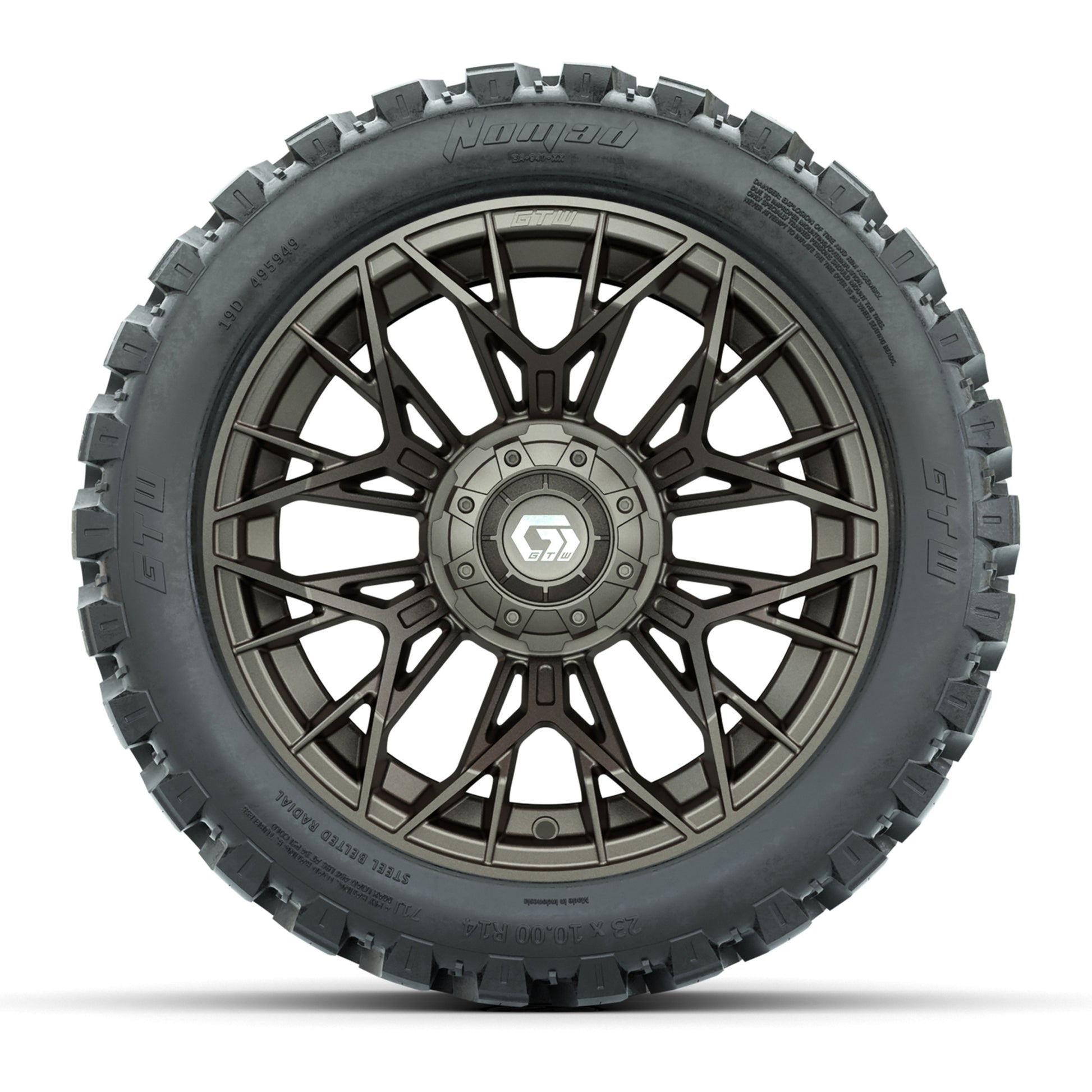 Set of (4) 14 in GTW® Stellar Matte Bronze Wheels with 23x10 - front view