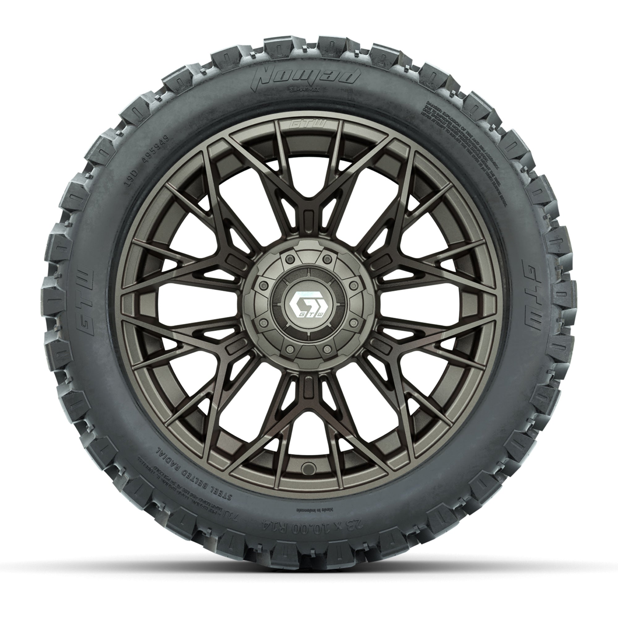 Set of (4) 14 in GTW® Stellar Matte Bronze Wheels with 23x10 - 3/4 view