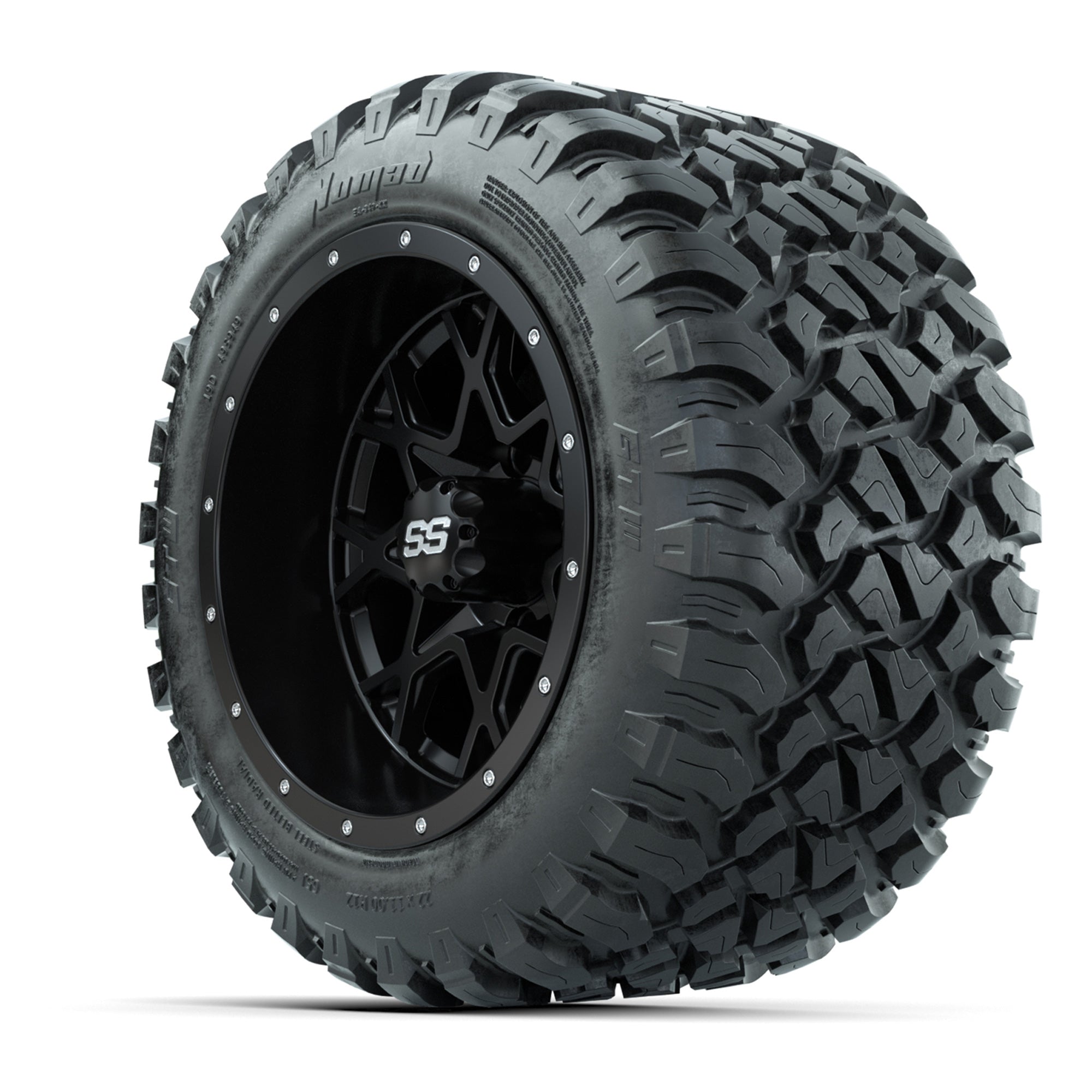 GTW® Vortex 2 Matte Black 12 in Wheels with 22X11-R12 Nomad Steel Belt Radial All-Terrain Tires – Full Set
