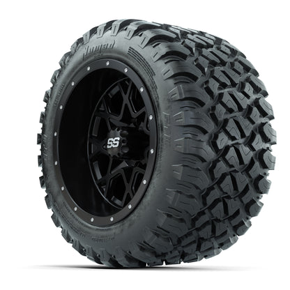 GTW® Vortex 2 Matte Black 12 in Wheels with 22X11-R12 Nomad Steel Belt Radial All-Terrain Tires – Full Set