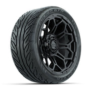 GTW® Bravo Matte Black 14 in Wheels with 205/40-R14 Fusion GTR Steel Belt Radial Street Tires – Full Set