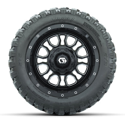 Set of (4) 12 in GTW® Volt Machined & Black Wheels with 22x11-R12 Nomad All-Terrain Tires