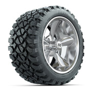 GTW® Godfather Chrome 14 in Wheels with 23X10-R14 Nomad Steel Belt Radial All-Terrain Tires – Full Set