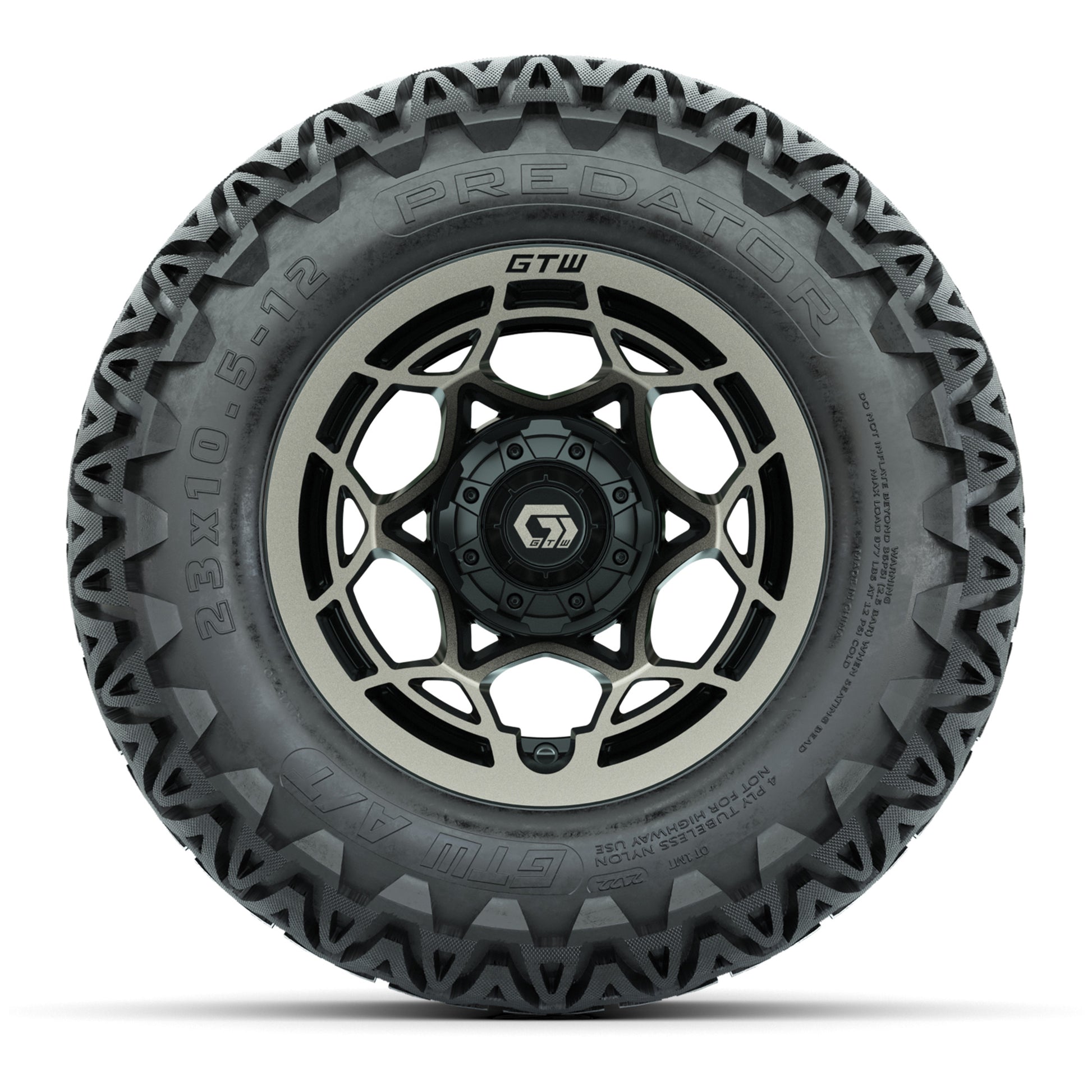 GTW® Nexus Black/Bronze 12 in Wheels with 23X10.5-12 Predator All-Terrain Tires – Full Set