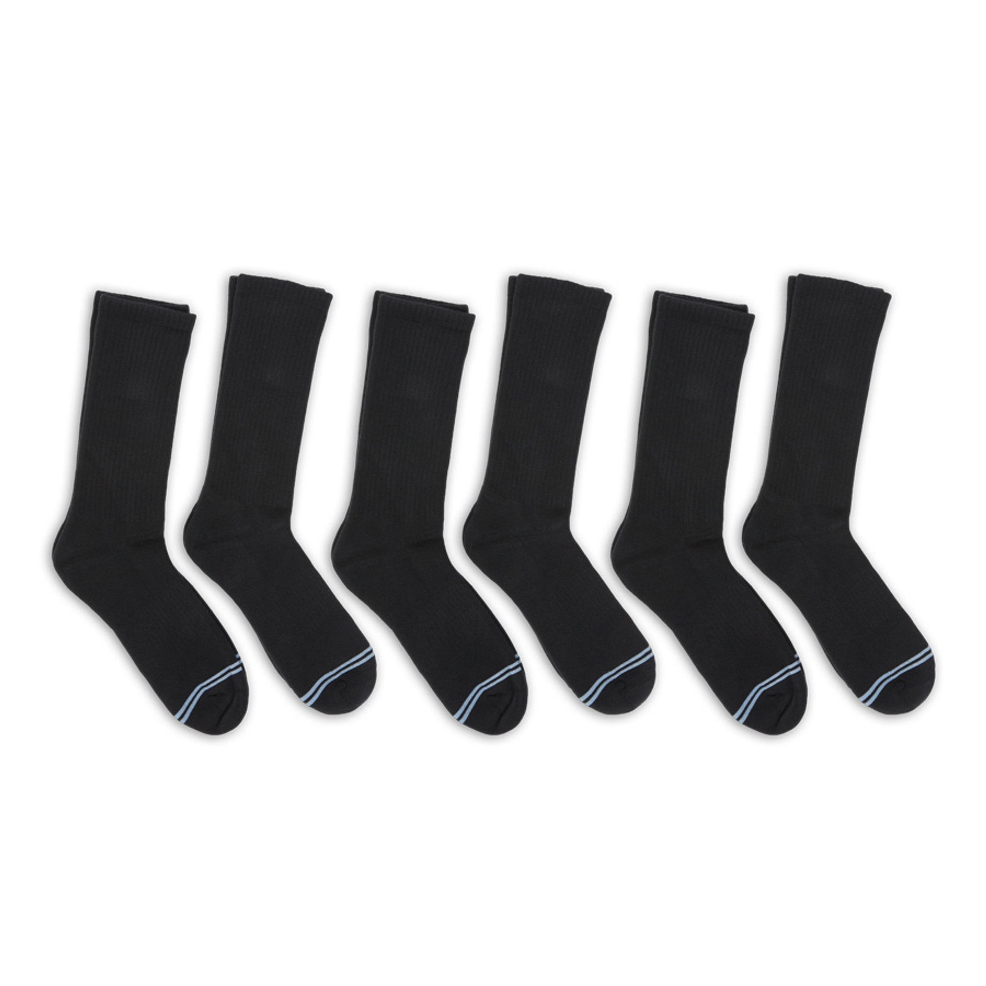 Black Casual Crew Socks 6-Pack