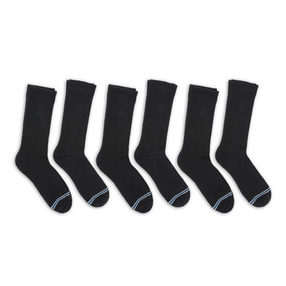 Black Casual Crew Socks 6-Pack