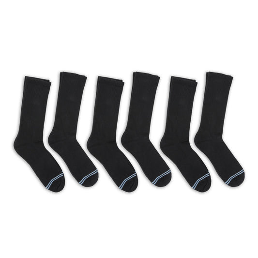 Black Casual Crew Socks 6-Pack