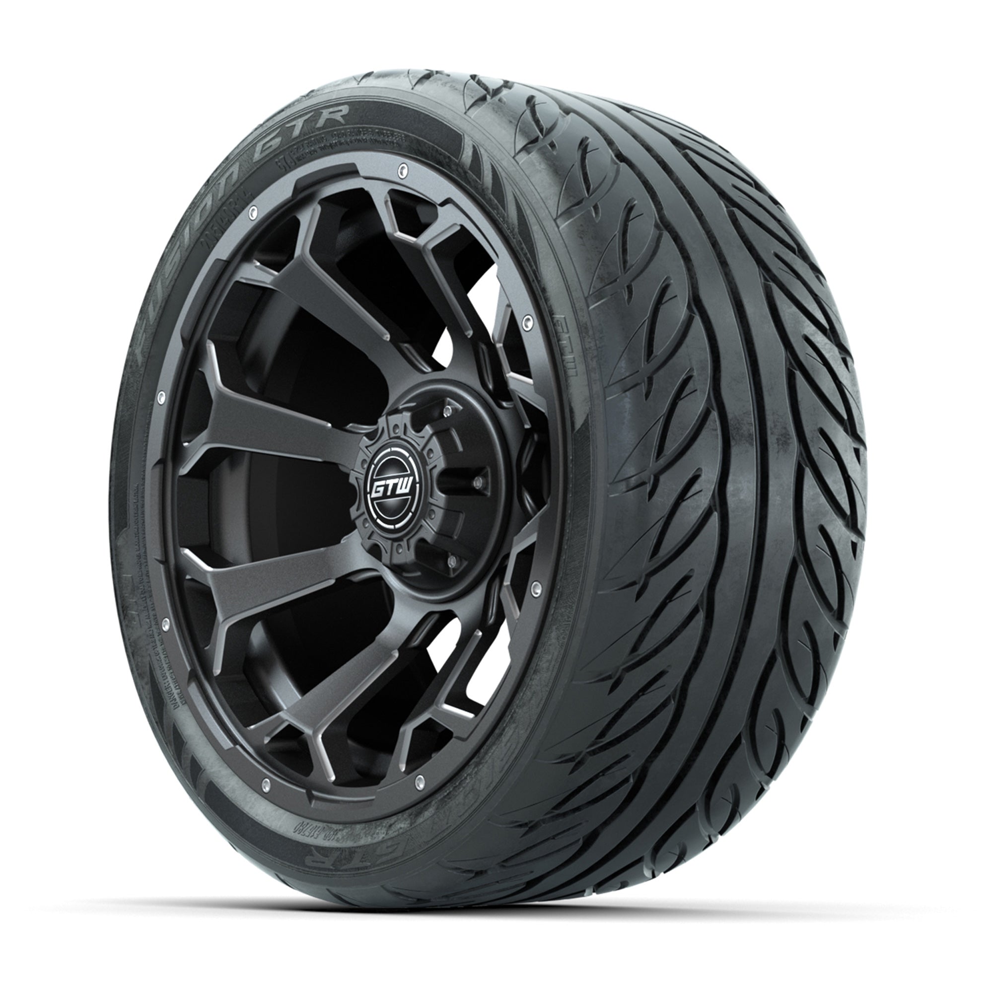 GTW® Raven Matte Gray/Ball Milled 14 in Wheels with 205/40-R - 3/4 view