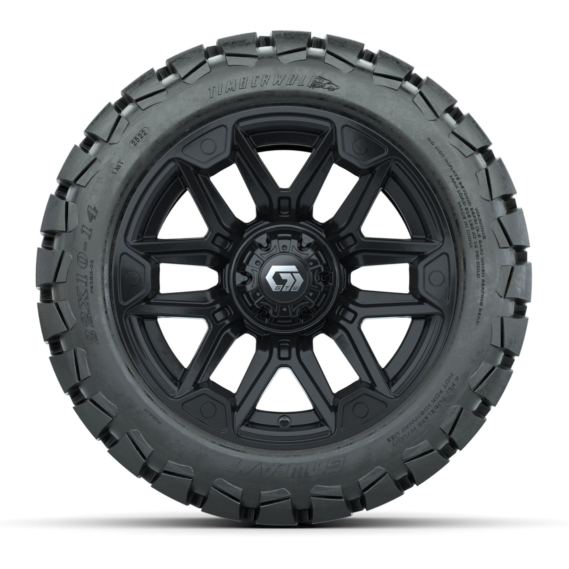 GTW® Graffiti Gloss Black 14 in Wheels with 22x10-14 Timberw - front view