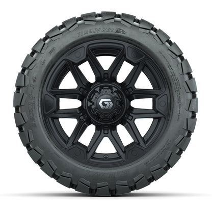 GTW® Graffiti Gloss Black 14 in Wheels with 22x10-14 Timberw - front view