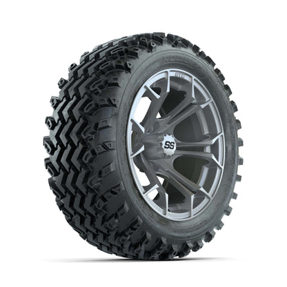GTW® Spyder Silver Brush 14 in Wheels with 23X10.00-14 Rogue All-Terrain Tires – Full Set