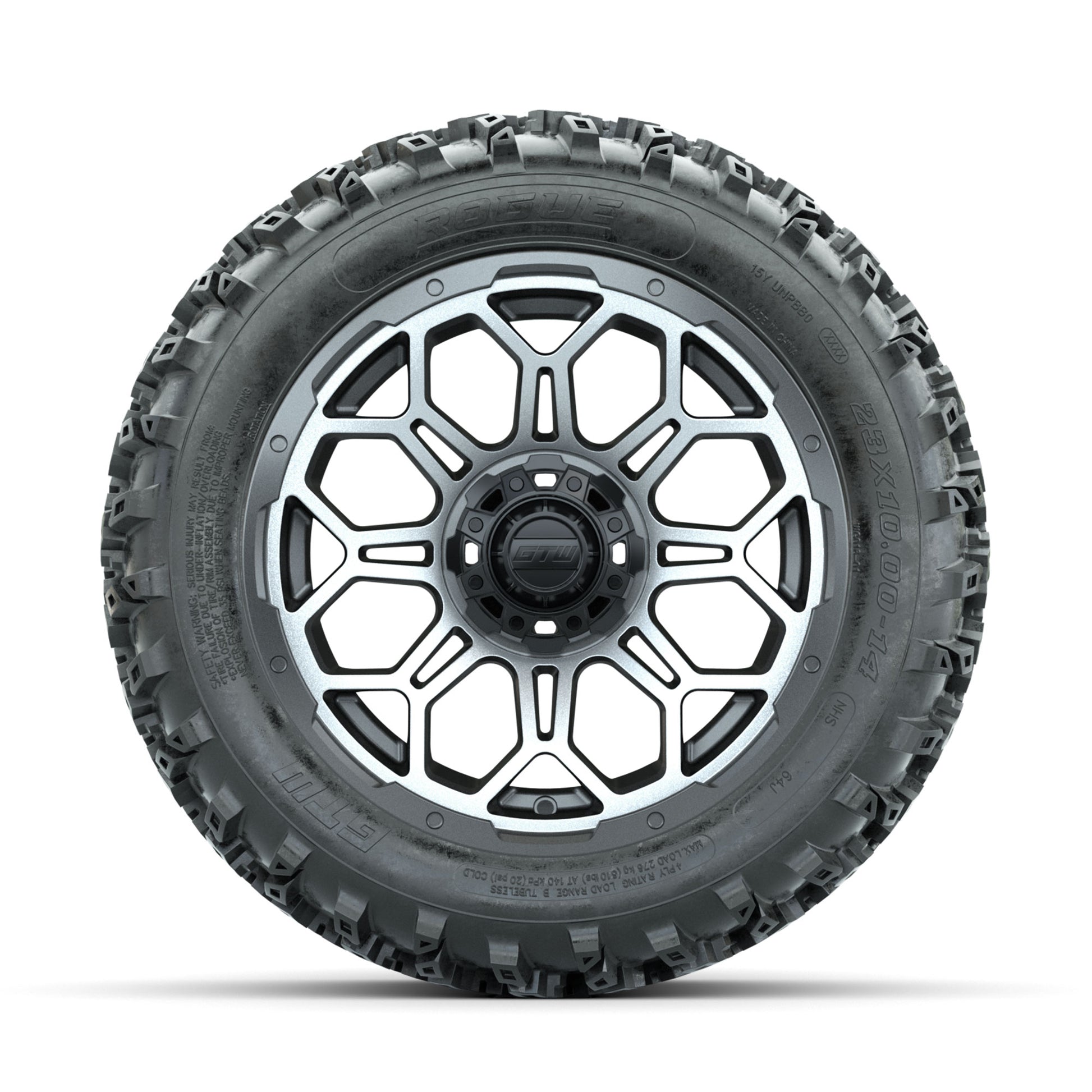 GTW Bravo Machined/Matte Grey 14 in Wheels with 23x10.00-14  - front view