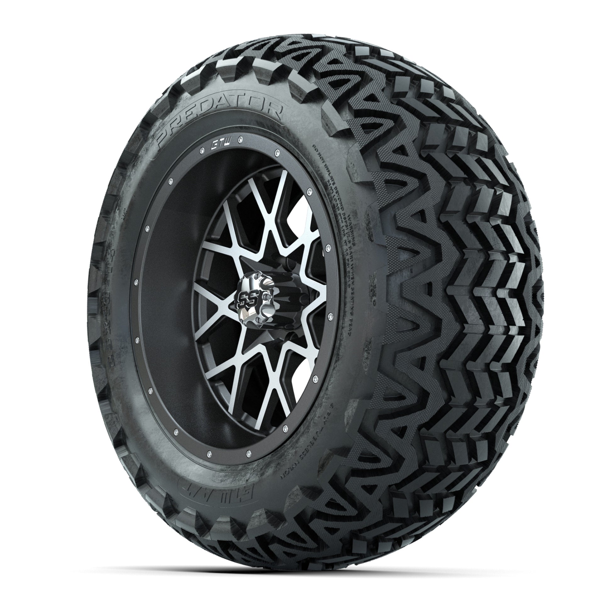 Set of (4) 14 in GTW Vortex Wheels with 23x10-14 GTW Predato - 3/4 view