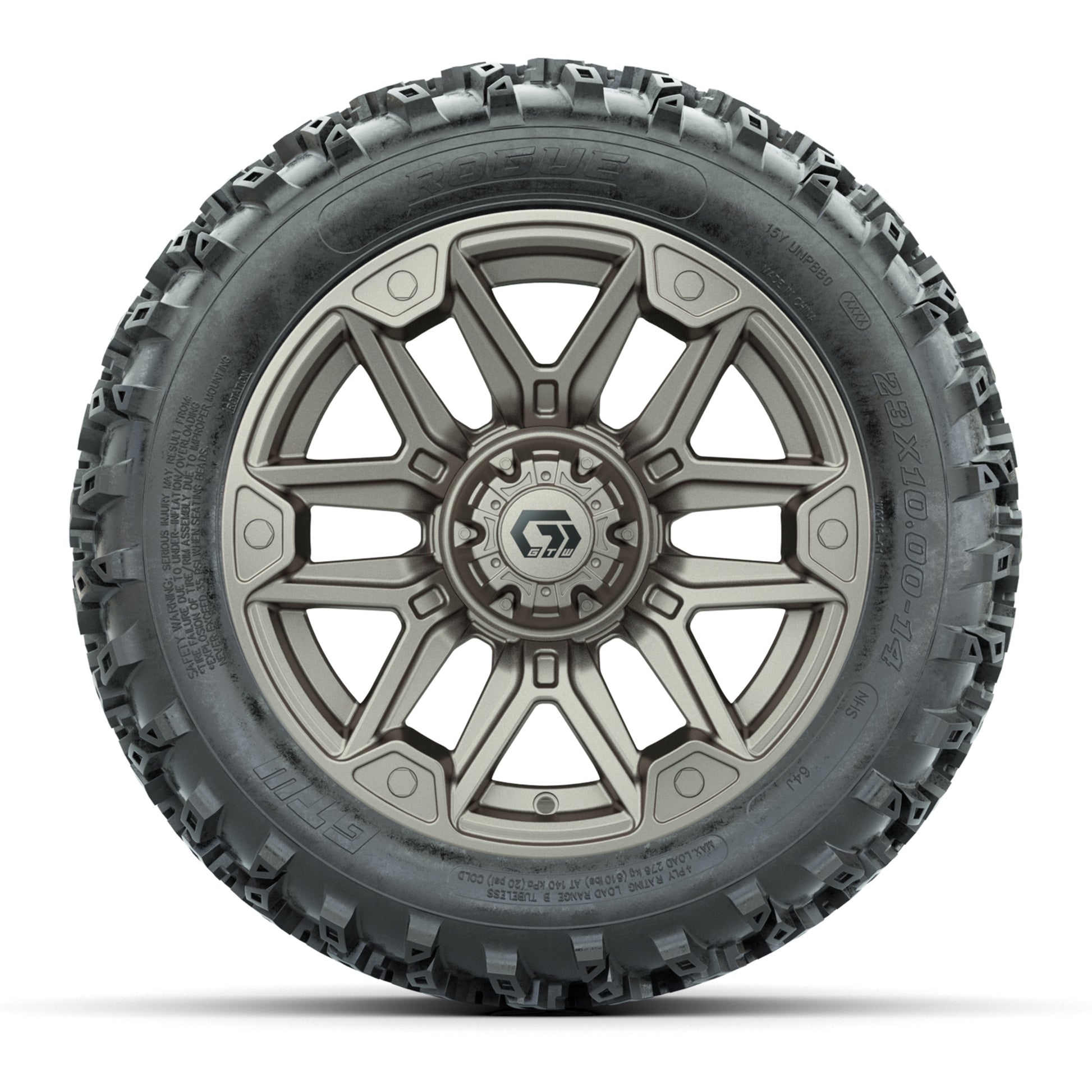 GTW® Graffiti Bronze/Black 14 in Wheels with 23X10-14 Rogue  - front view