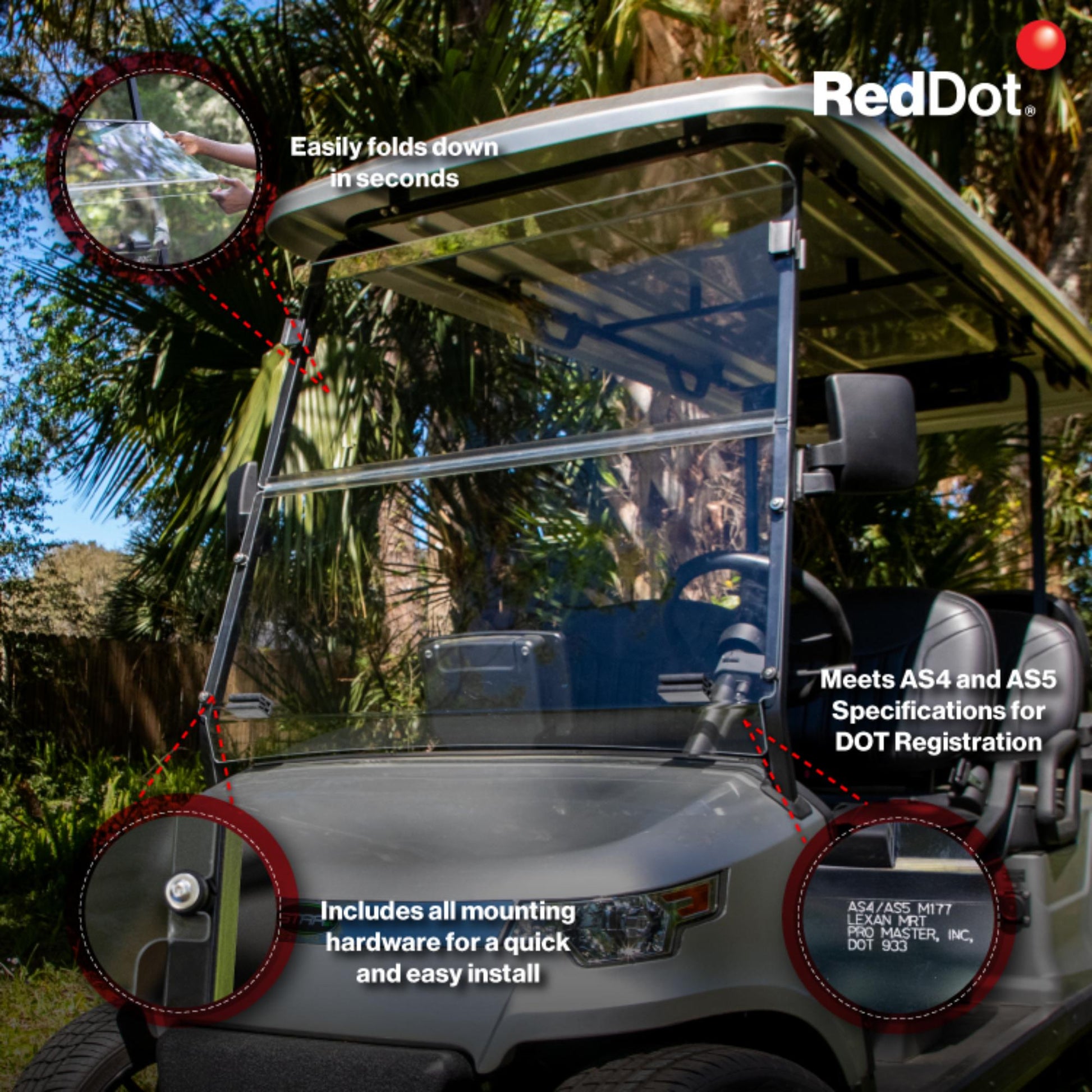 RedDot Star EV Capella Clear DOT Folding Windshield