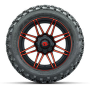 GTW® Stealth Red/Machined 14 in Wheels with 23X10-14 Rogue A - front view