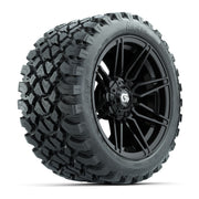 GTW® Stealth Black/Machined 14 in Wheels with 23X10-R14 Nomad Steel Belt Radial All-Terrain Tires – Full Set