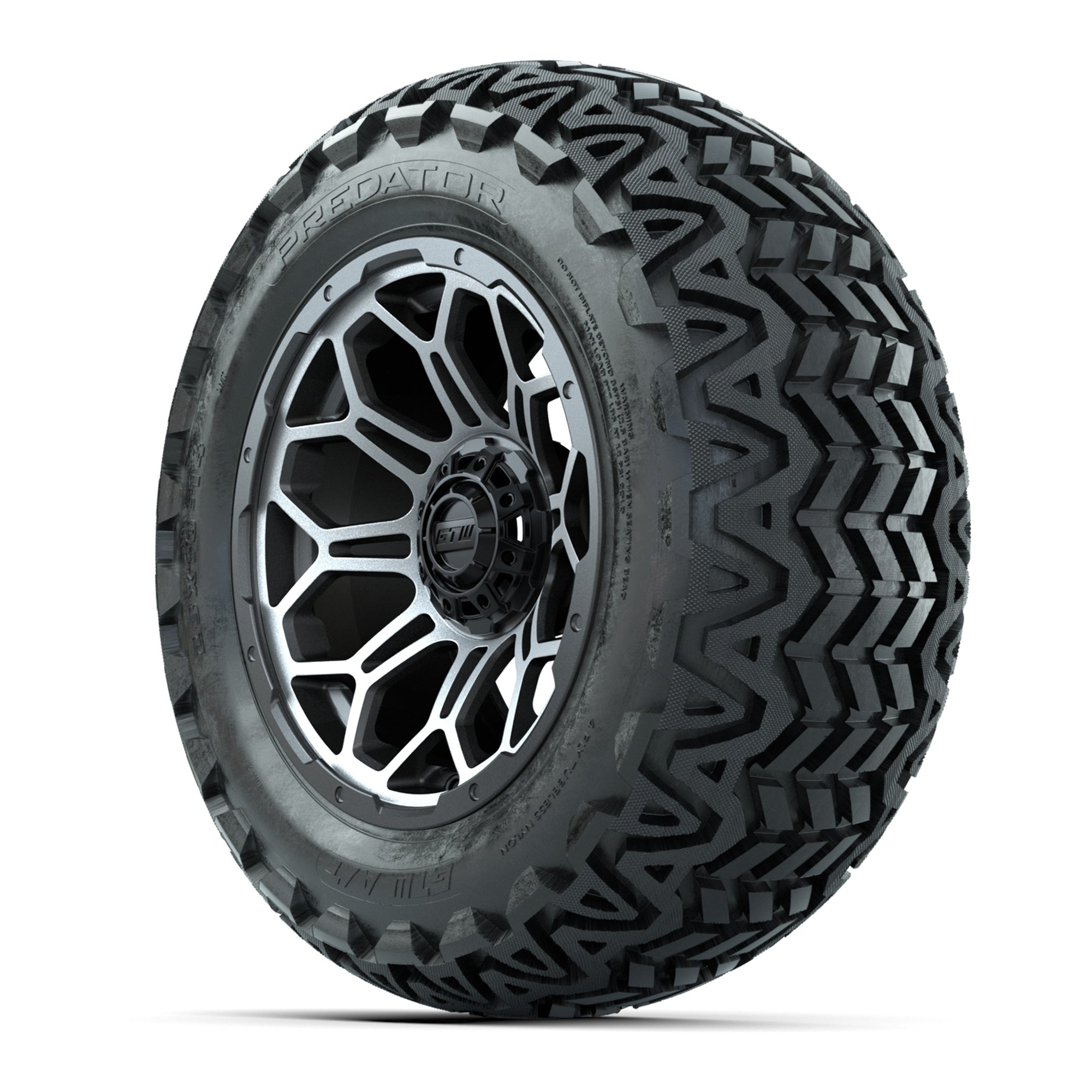 Set of (4) 14 in GTW Bravo Wheels with 23x10-14 GTW Predator - 3/4 view