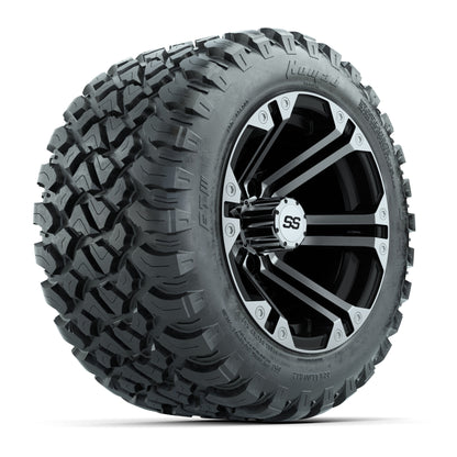 GTW® Specter Black/Machined 12 in Wheels with 22X11-R12 Nomad Steel Belt Radial All-Terrain Tires – Full Set