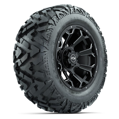 GTW Raven Matte Black/Ball Mill 14 in Wheels with 25x10-14 Barrage Mud Tires – Full Set