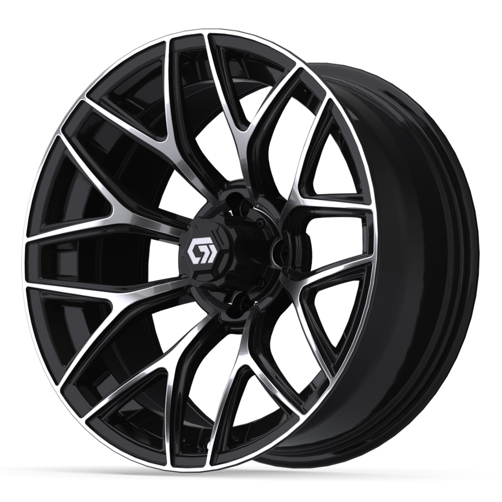 Monaco 16 inch GTW golf cart wheel - Black / Machined
