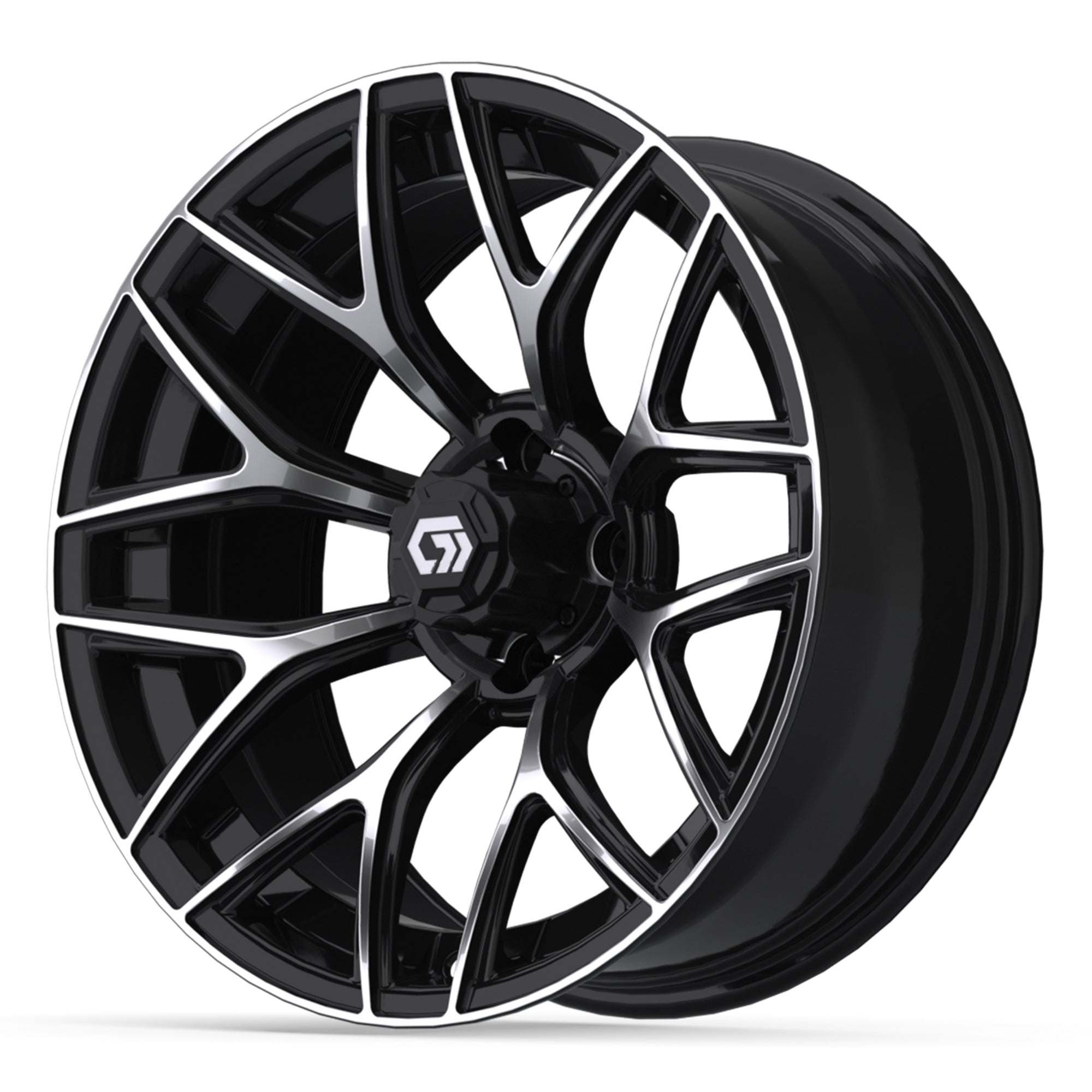 Monaco 16 inch GTW golf cart wheel - Black / Machined